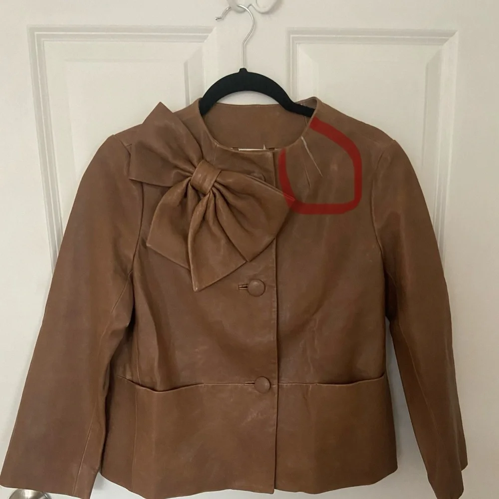 Kate Spade Dorothy Tan Blazer with Bow Accent
